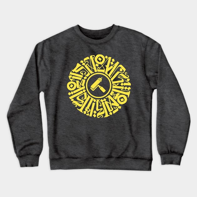 Migration III in gold yellow text Crewneck Sweatshirt by SCRYPTK